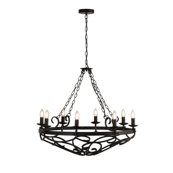 8908-8BK Cartwheel III 8Lt Lampa wisząca - czarny Wrought Iron Searchlight