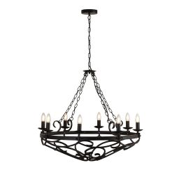 8908-8BK Cartwheel III 8Lt Lampa wisząca - czarny Wrought Iron Searchlight