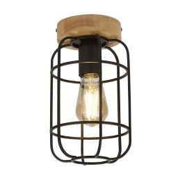 81952-1BK Vision Cage Lampa sufitowa - Matt czarny & drewno Searchlight