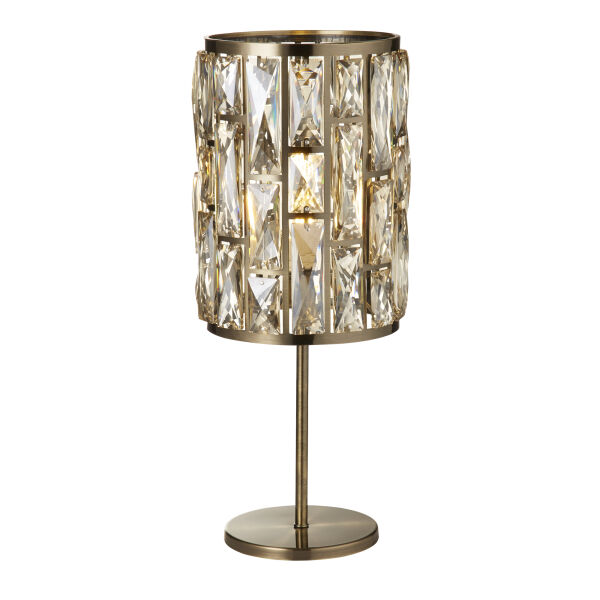 EU6584AB Bijou Antique Brass & Champagne Glass Table Lamp Searchlight