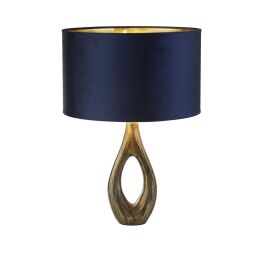 EU86531AZ Bucklow Textured Antique Brass & Navy Table Lamp Searchlight