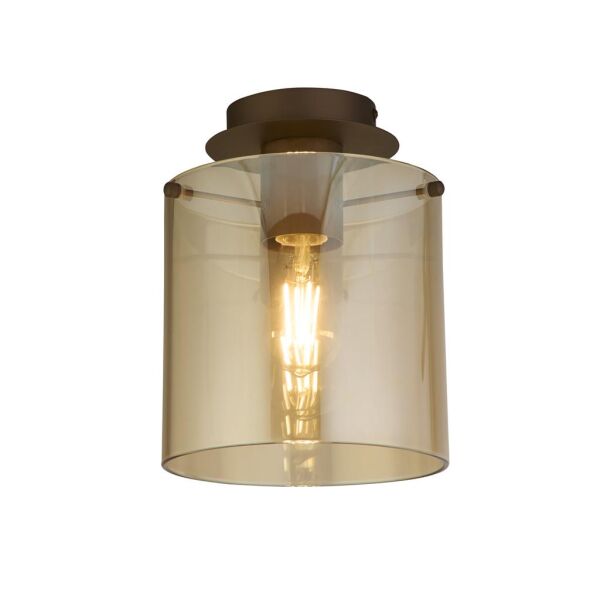 88911-1MO Sweden 1Lt Flush - Mocha Metal & Amber Glass Searchlight