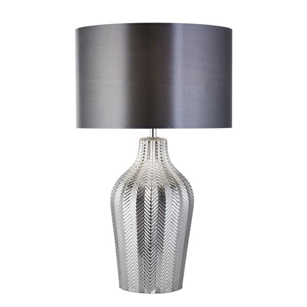 EU3452SM Chevron Lampa stołowa - Smoked Ribbed szkło with Grey Shade Searchlight