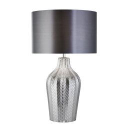 EU3452SM Chevron Lampa stołowa - Smoked Ribbed szkło with Grey Shade Searchlight