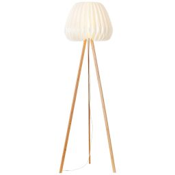 93047/75 Lampa podłogowa Inna, trójnożne światło drewniane/biały Brilliant