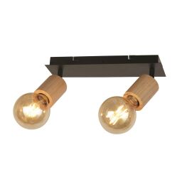 50211-2NA Spinny 2Lt reflektorek - drewno & czarny Metal Searchlight