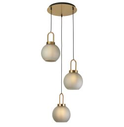 36631-3AC Snowdrop 3Lt Lampa wisząca - Brass & Acid szkło Searchlight