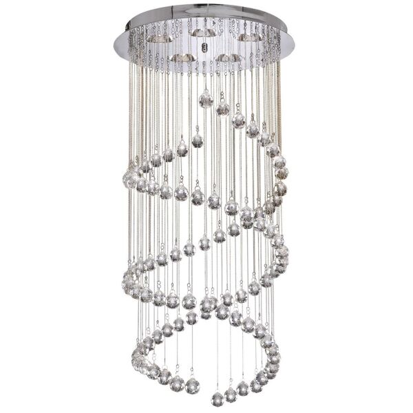 8843CC Hallway 5Lt 80cm Multi-Drop Lampa wisząca - Chrome & kryształ Balls Searchlight