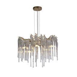 10425-5GO Heritage 5Lt Pendant, Gold Metal and Clear Glass Drops Searchlight