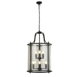 3068-8BK Lantern Grande 8Lt Lampa wisząca - czarny & Clear szkło Searchlight