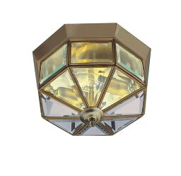 8235AB Pisa III Flush Lampa sufitowa- antyczny mosiądz & Bevelled szkło Searchlight
