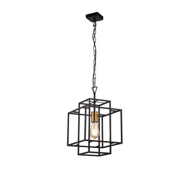 4631BK Crate Lampa wisząca - czarny Metal & brązowy Lampholders Searchlight