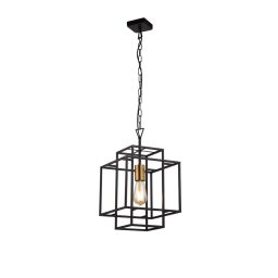 4631BK Crate Lampa wisząca - czarny Metal & brązowy Lampholders Searchlight