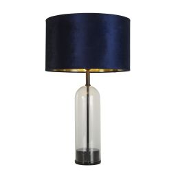 EU81711AZ Oxford Table Lamp -Glass, Black Metal, Marble & Navy Shade Searchlight