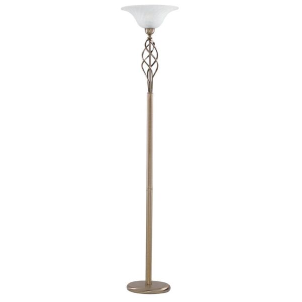 EU6021AB Zanzibar Uplighter Lampa podłogowa - antyczny mosiądz & Marble szkło Searchlight