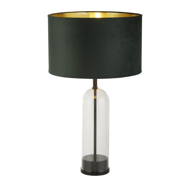 EU81711GR Oxford Table Lamp -Glass, Black Metal, Marble & Green Shade Searchlight