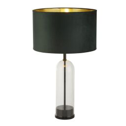 EU81711GR Oxford Table Lamp -Glass, Black Metal, Marble & Green Shade Searchlight