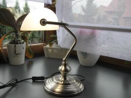 4037 LAMPA STOŁOWA BANK BANKIERSKA BIAŁA od ręki