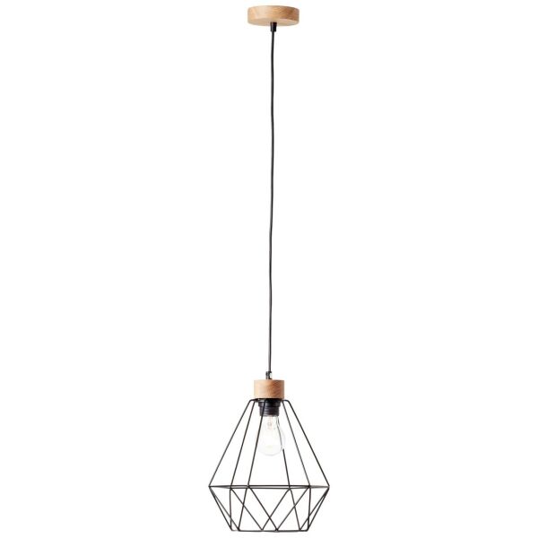99530/76 Drewno Lampa wisząca 25cm czarny/kolor drewna Brilliant