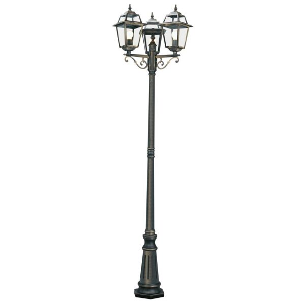 1528-3 New Orleans 3LT 230cm Słupek ogrodowy - czarny złoty, szkło, IP44 Searchlight