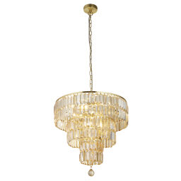 1375-5SB Empire 5-Light Chandelier Pendant Light - Brass & Champagne Glass Searchlight