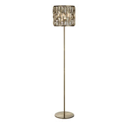 EU6589AB Bijou Floor Lamp - Antique Brass  Metal & Champagne Glass Searchlight