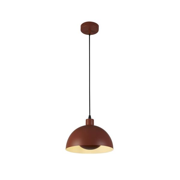 35411OR Mars 1LT Pendant, Burnt Orange Metal & Cream Inner 40cm Searchlight