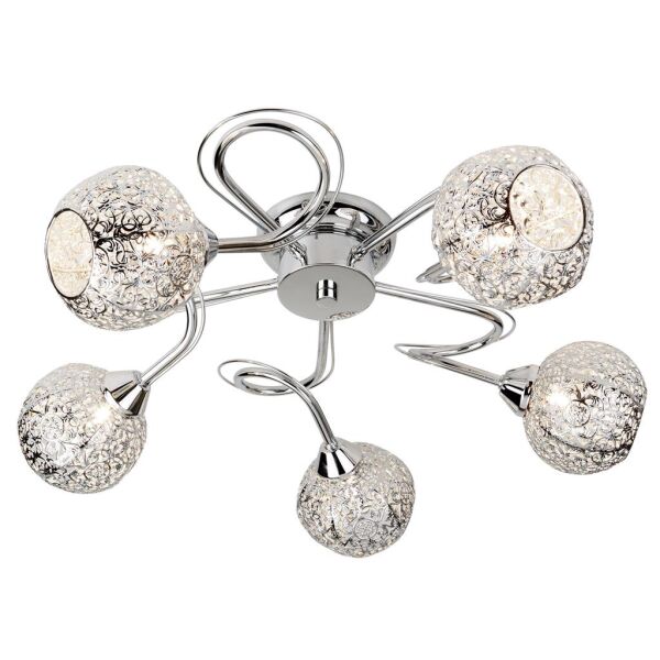 6535-5CC Souk 5Lt Flush Lampa sufitowa - Chrome & Fretwork abażur Searchlight