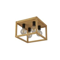 54742-4NA Square 2Lt Flush Lampa sufitowa - drewno & czarny Metal Searchlight