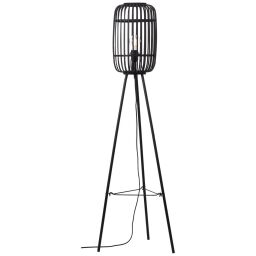 94977/76 Lampa podłogowa Woodrow, trójnożna drewniana ciemno-czarna
