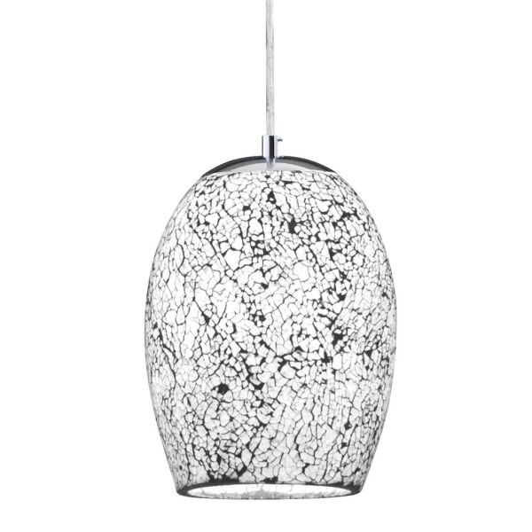 8069WH Crackle Lampa wisząca - Mosaic szkło & srebrny Searchlight