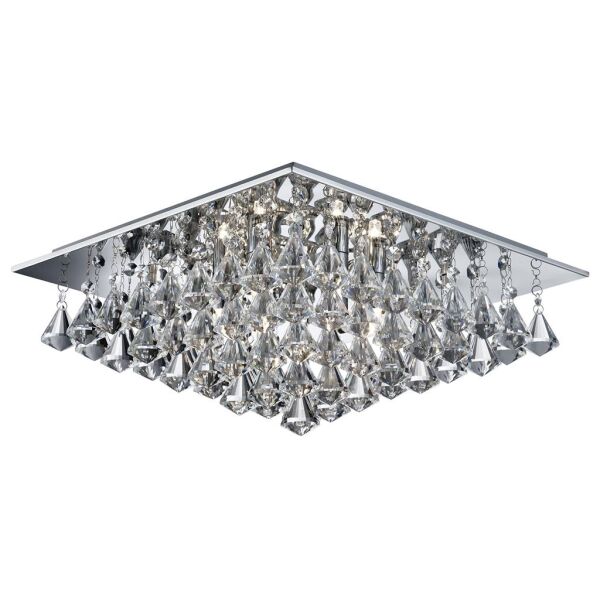 7306-6CC Hanna 6Lt Flush - Chrome & Clear kryształ Pyramid Drops Searchlight