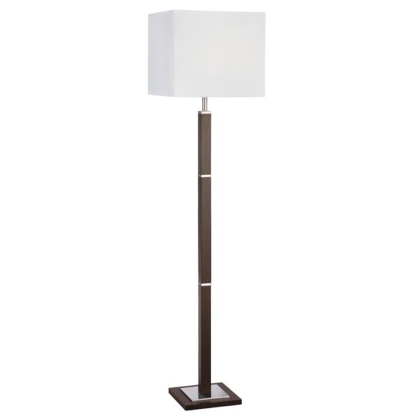 EU8880BR Waverley Lampa podłogowa- drewno & satyna srebrny Base & Fabric Shade Searchlight