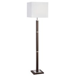 EU8880BR Waverley Lampa podłogowa- drewno & satyna srebrny Base & Fabric Shade Searchlight