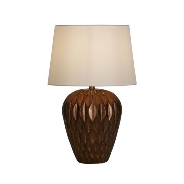 EU61420BZ Rosetta 1Lt Table Lamp, Bronze Resin and White Linen Shade Searchlight