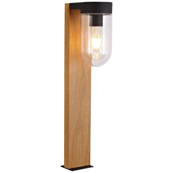 96373/76 Cabar słupek zewnętrzny jasny 55 cm drewno ciemny / czarny
