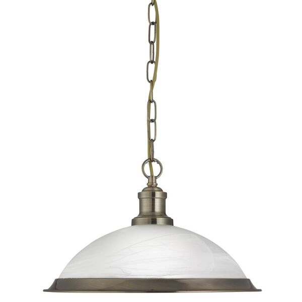 1591AB Bistro Lampa wisząca - antyczny mosiądz & Marble szkło Searchlight