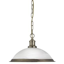 1591AB Bistro Lampa wisząca - antyczny mosiądz & Marble szkło Searchlight