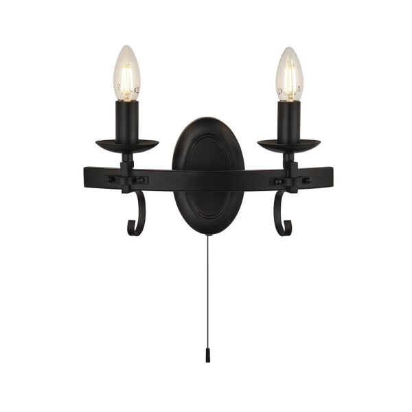 8902-2BK Cartwheel III 2Lt Kinkiet - czarny Wrought Iron Searchlight