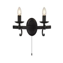 8902-2BK Cartwheel III 2Lt Kinkiet - czarny Wrought Iron Searchlight