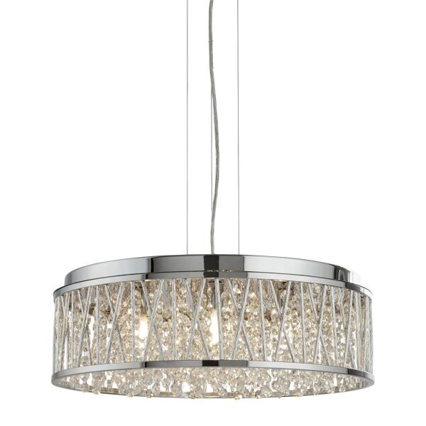 8337-7CC Elise 7Lt Lampa wisząca/Semi-Flush - Chrome, kryształ & Aluminium Searchlight