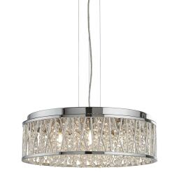 8337-7CC Elise 7Lt Lampa wisząca/Semi-Flush - Chrome, kryształ & Aluminium Searchlight