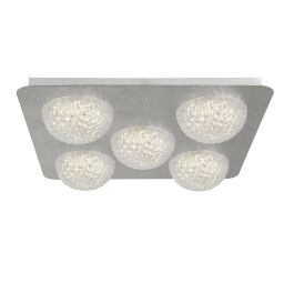 32511-5SI Celestia 5Lt LED Flush Lampa sufitowa - srebrny Leaf & Acrylic Searchlight