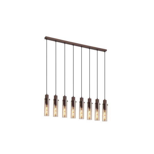 88921-8MO Sweden II 8Lt Bar Pendant - Mocha Metal & Amber Glass Searchlight
