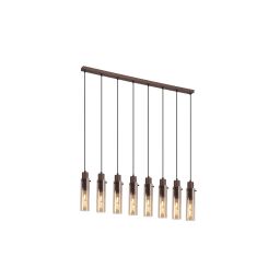 88921-8MO Sweden II 8Lt Bar Pendant - Mocha Metal & Amber Glass Searchlight