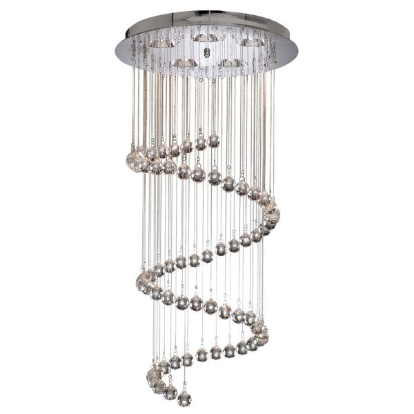 7743CC Hallway 5Lt 80cm Multi-Drop Lampa wisząca - Chrome & kryształ Balls Searchlight