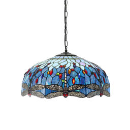 66148 Tiffany Dragonfly blue 3lt lampa wisząca Interiors1900 - MEGA rabaty w koszyku %