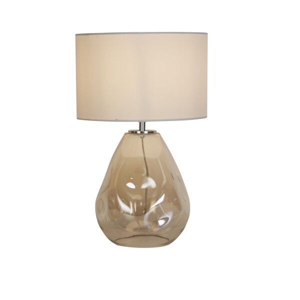 EU65420CP Devon Champagne Table Lamp With Linen Shade Searchlight