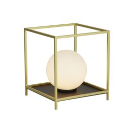 EU4452GO Block Table Lamp - Gold Metal & Opal Glass Searchlight