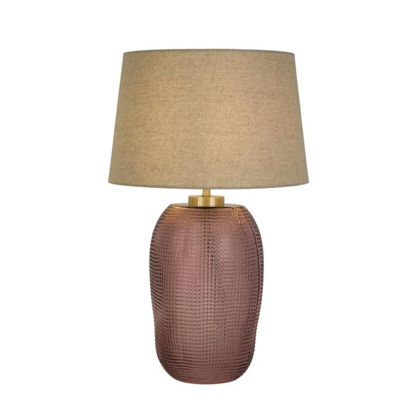 EU44652PI Amethyst Pink Table Lamp With Linen Shade Searchlight